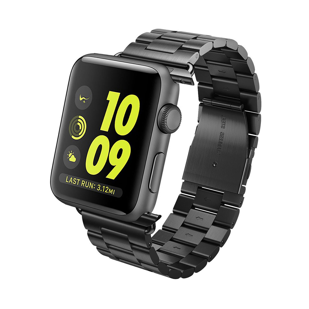 eslabones-negra Malla Metalica Eslabones Acero Para Apple Watch - Imagen 1