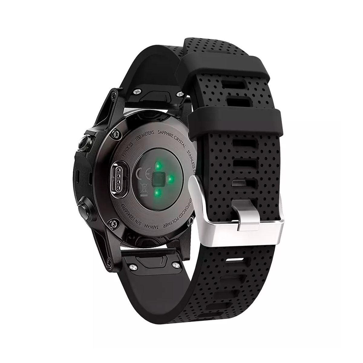 negro malla goma silicona para garmin fenix 5s plus 20mm