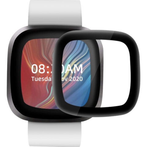 vidrio templado protector con marco 3d para fitbit versa 3