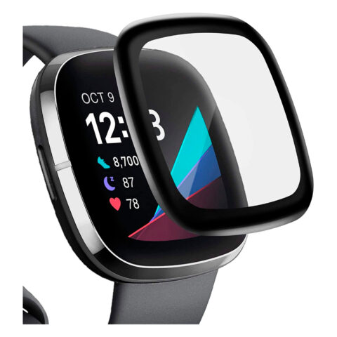 vidrio templado protector con marco 3d para fitbit versa 3