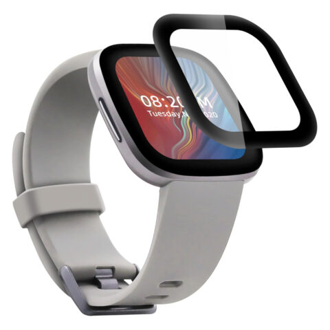 vidrio templado protector con marco 3d para fitbit versa 3