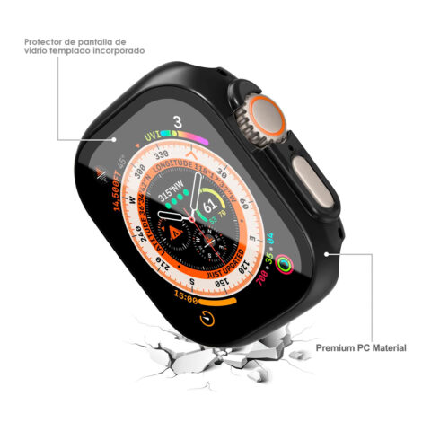 bumper protector marco + vidrio para apple watch 49mm