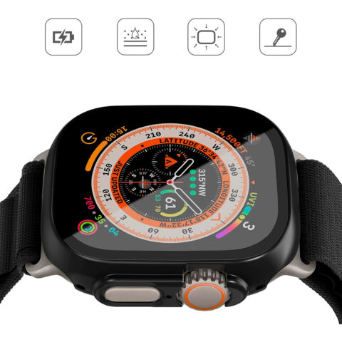 bumper protector marco + vidrio para apple watch 49mm