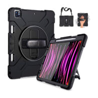 funda de silicona rigida para ipad pro 12.9 con portalapiz, soporte giratorio y correa para la muñeca
