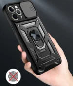 funda armor con anillo y cubre camara iphone 14 pro max