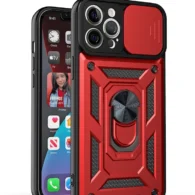 funda armor con anillo y cubre camara iphone 14 pro max