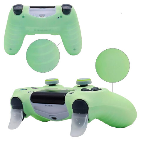 funda silicona ps4 + grips brilla en la oscuridad